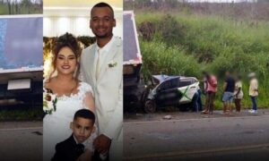 Tragédia: Casal e filho pequeno morreram na manhã desta sexta-feira, após colidirem na traseira de caminhão na BR-101
