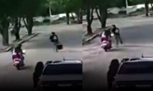 VÍDEO: Imagens mostram grávida sendo atropelada por motocicleta em Itapetinga. Ela teria perdido o bebê
