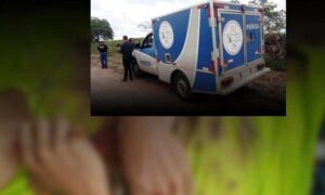 Imagem forte: Homem é encontrado morto e algemado nesta tarde na zona rural. Polícia busca identificar a vítima