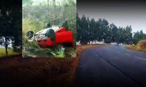 Urgente: Grave acidente registrado agora pela manhã na BA-263 perto de Itambé. Carro saiu da pista e capotou