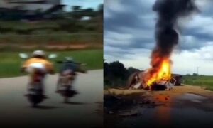 Tragédia: Jovens “empinando” motos provocam acidente com duas carretas. Dois motoristas e um motoqueiro morreram