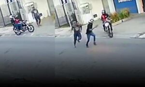 VÍDEO: Policial militar sofre tentativa de assalto, persegue bandido e acaba ferido, neste sábado. Tiro foi disparado