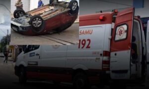 Atenção: Motorista fica ferida após carro capotar nesta manhã no bairro Alto Maron, em Vitória da Conquista