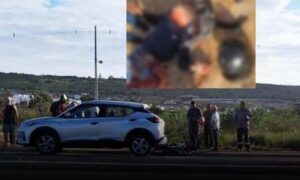 Conquista: Motoqueiro ficou seriamente ferido em colisão com carro nesta manhã na saída para Barra do Choça