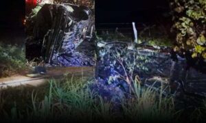 Tragédia: Carro bate em animal na BA-612 em Guanambi, capota, pega fogo e motorista morre carbonizado