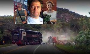 VÍDEO: Veja o momento em que ônibus colide frontalmente com carreta na BR-101. Três pessoas morreram