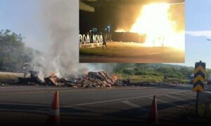 VÍDEO: Imagens mostram gravíssimo acidente com carreta registrado nesta madrugada na BR-116