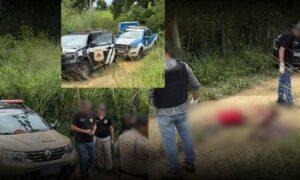 Imagens fortes: Após matarem rapaz com vários disparos, criminosos passam com carro por cima de sua cabeça