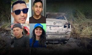 Tragédia na Bahia: Identificados os quatro jovens que morreram após carro pegar fogo na BR-135, neste feriado