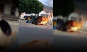 VÍDEO: “Rural” movida com botijão a gás pegou fogo nesta quarta-feira, em região próxima à Vitória da Conquista