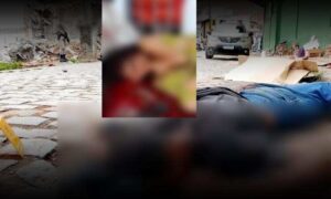 Imagens fortes: Homem e mulher são executados a poucos metros de distância um do outro, neste domingo