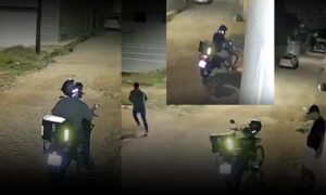 VÍDEO: Veja o momento em que entregador tem motocicleta tomada de assalto, nesta noite em Vitória da Conquista