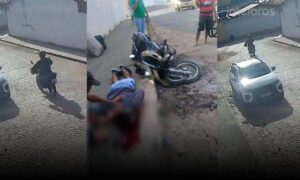 VÍDEO: Homem tem corte profundo na cabeça após perder controle da motocicleta e colidir contra muro