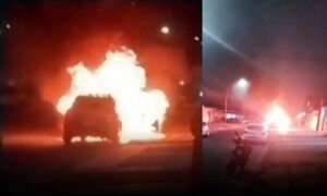 VÍDEO: Carro foi completamente destruído pelas chamas nesta noite no bairro Candeias, em Vitória da Conquista