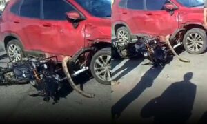 VÍDEO: Imagens mostram grave acidente entre carro e moto na Avenida Paraná, em Vitória da Conquista