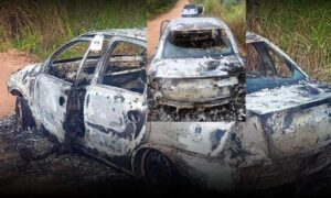 Urgente: Carro incendiado com corpo carbonizado é encontrado nesta terça-feira, em estrada na zona rural