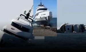 VÍDEO: Iate “0km” avaliado em R$ 5,1 milhões afunda minutos após ser lançado no mar. Veja as imagens