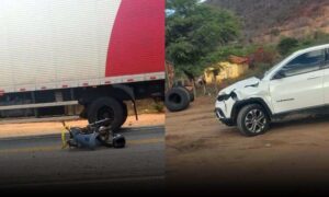 Região: Mulher que conduzia motocicleta morreu na rodovia BR-116 ao colidir em SUV, em Manoel Vitorino