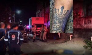 Imagens fortes: Jovem é executado a tiros nas primeiras horas deste sábado. Tatuagens podem identificar a vítima