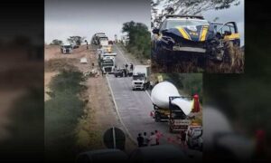 Urgente: Grave acidente envolvendo viatura da PRF e carreta é registrado na BR-116. Saiba o estado dos ocupantes