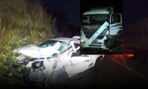 Atenção: Polícia Rodoviária Estadual detalha acidente desta noite na Serra do Marçal, envolvendo carro e caminhão