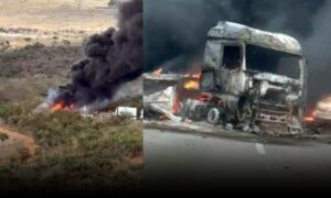 Urgente: Gravíssimo acidente com vítima fatal agora a tarde na BR-116. Vários veículos envolvidos no desastre
