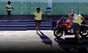 VÍDEO: Assista o momento em que mulher é atropelada por motocicleta, ao atravessar a faixa de pedestres