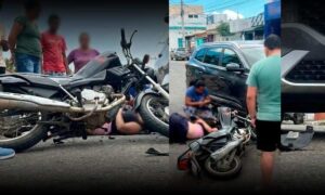 Conquista: Colisão entre carro e moto deixa mulher ferida na Avenida Frei Benjamim nesta sexta