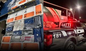 Conquista: Polícia Civil localiza contrabando de iPhones e Mounjaro no bagageiro de ônibus, na BR-116