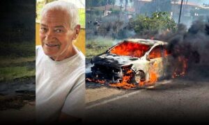 Tristeza: Motorista de 90 anos morre após carro sofrer pane elétrica e se incendiar, entre Ilhéus e Olivença