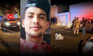 Violência: Marcos Vinícius “Magrão” foi executado a tiros em frente a borracharia. Corpo foi levado para o IML