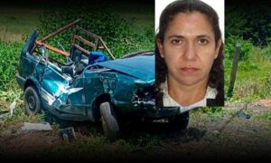 Tragédia no Sudoeste: Maria Aparecida perdeu a vida em capotamento na BA-573. Marido e filho foram hospitalizados