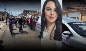 Despedida: Ciclistas acompanham cortejo fúnebre de Kelli Amorim Ribeiro. Suspeita aguarda audiência de custódia