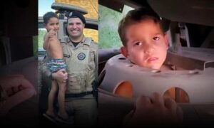 Bahia: Vídeo mostra menino com a cabeça presa em roda de carreta, sendo salvo por policiais militares