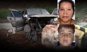 Tragédia na BR-116: Mãe e filho morrem após carro ficar sem controle e colidir em uma pedra às margens da pista