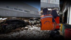 Conquista: PMVC e Defesa Civil avaliam estragos causados pelo temporal deste domingo. Muro desabou sobre carros