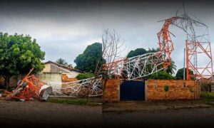 Sudoeste: Fortes rajadas de vento derrubaram torre de telefonia nas primeiras horas desta sexta-feira