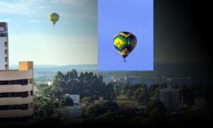 Conquista: Balão tripulado é visto sobrevoando o céu em Vitória da Conquista na manhã desta sexta-feira