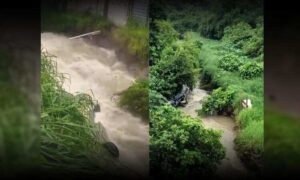 VÍDEO: Carro “engolido” pelo bueiro do Jurema é encontrado no Rio Verruga. Rosânia continua desaparecida
