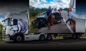 Atenção: Novas informações sobre o desastre que provocou vítima fatal na BR-116. Carro bateu duas vezes em carreta