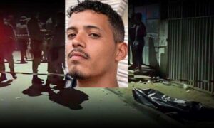Violência: Alex Nascimento, de 23 anos, foi assassinado na frente de bar por elementos em uma moto, nesta noite