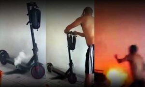 VÍDEO: Patinete elétrico pega fogo dentro de apartamento e provoca pânico em casal de moradores