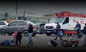 Conquista: SAMU atende ocorrência de acidente nesta manhã, envolvendo motocicleta no Henriqueta Prates